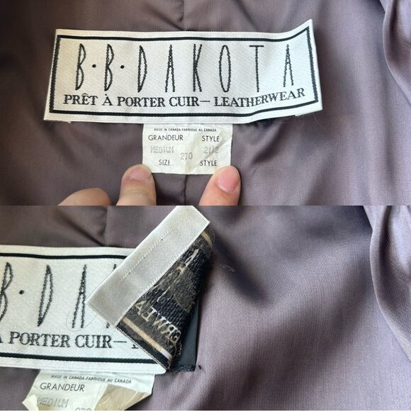 Vintage 80s BB Dakota Blue Leather Bomber Moto Jacket Made in Canada - Picture 12 of 16